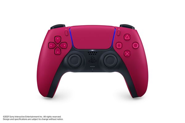 Vettoriale Stock MOSCOW, RUSSIA - MAY 13, 2021: New DualSense Cosmic Red  Controller wireless, gamepad for play on Playstation 5.